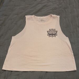 White Lotus Graphic Cropped Tank - Women's Sleeveless Top